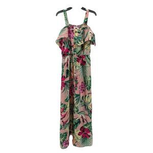 RMLA Girls Pink Tropical Floral Off Shoulder With Straps Maxi Dress Size 10